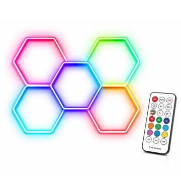 Lumină LED RGB Hexagonală Profesionala Alunminiu – 5 Module 244x170CM 192W, Echivalent 1600W, Garaj, Salon, Atelier - Img 6