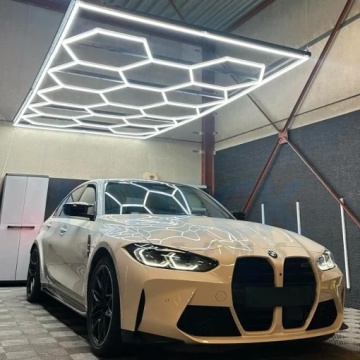 Set Lumină LED Hexagonală 14 Module + Rama pentru Garaj 484x243 cm – Iluminare Puternică Honeycomb