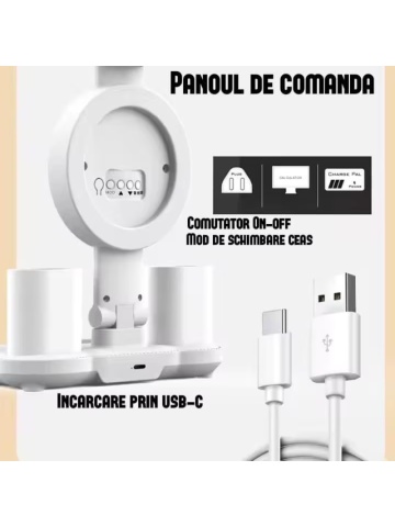 Lampa Inteligentă 3 în 1 pentru Birou – LED cu Afișaj Ceas, Temperatură si Organizatoare - Img 2