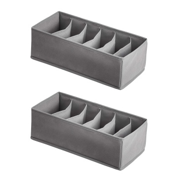 Organizator sertar Amazon Basics, set 2 bucati, compartimentat, material textil, gri