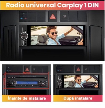 Player Auto Universal 6.36 Inch cu Apple CarPlay și Android Auto Wireless + Cameră Marșarier CADOU - Img 3