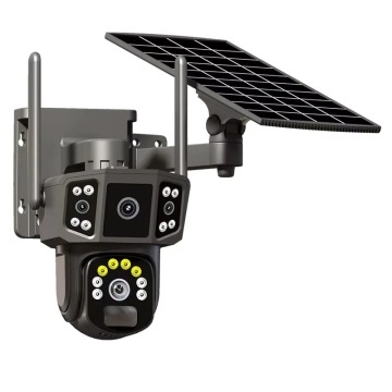 Cameră Supraveghere 4G Solară 8MP cu Lentile Duble, 4K, Vizualizare 360° și Detecție Mișcare – Baterie 8000mAh