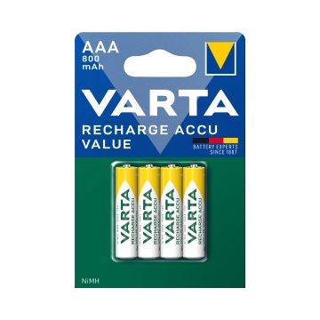 Set 4 baterii reîncărcabile Varta AAA 800 mAh – energie fiabilă pentru dispozitive compacte