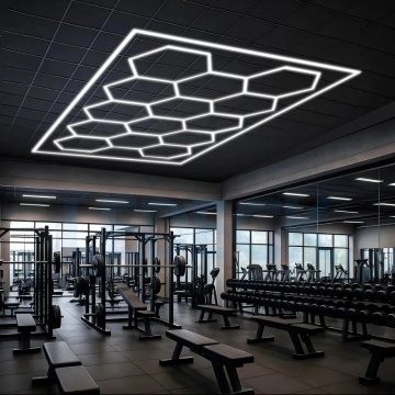 Set Lumină LED Hexagonală 14 Module + Rama 484x243CM – Sală Fitness, Gym, Studio