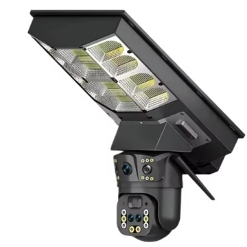Camera Supraveghere 3 Ecrane + Lampa LED 180w cu Panou Solar, Conexiune 4G, 16.000 Mah