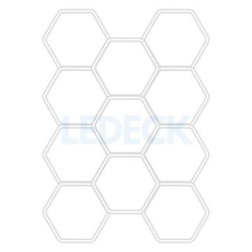 Lumină LED Hexagonală Profesională Aluminiu – 11 Module 299x415CM - Service Auto, Detailing, Ateliere, Spații Comerciale