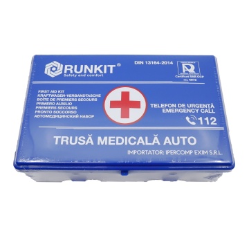 Trusă sanitară auto Runkit – Omologată RAR | Valabilitate 5 ani | Conținut conform DIN 13164