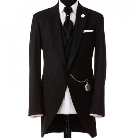 Redingota neagra stofa Vitale Barberis Canonico