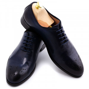 Pantofi barbatesti din piele bleumarin - Img 1