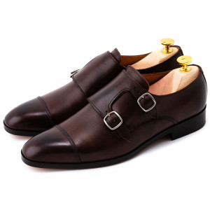 Pantofi barbati maro double monk - Img 2