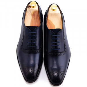 Pantofi business piele patinata bleumarin - Img 1