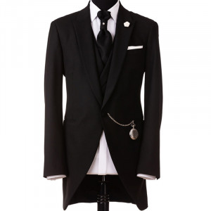 Redingota neagra stofa Vitale Barberis Canonico