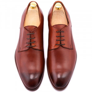Pantofi barbat piele patinata coniac