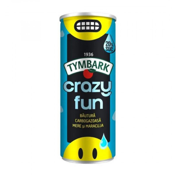 Bautura racoritoare mere fructul pasiunii Tymbark Crazy Fun 330 ml, 12 buc