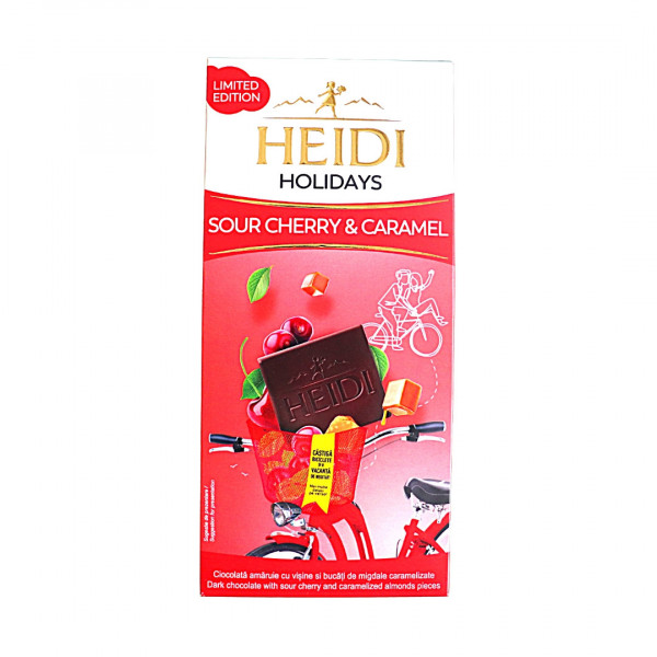 Ciocolata amaruie cu visine si migdale caramelizate Heidi Holidays 80 g