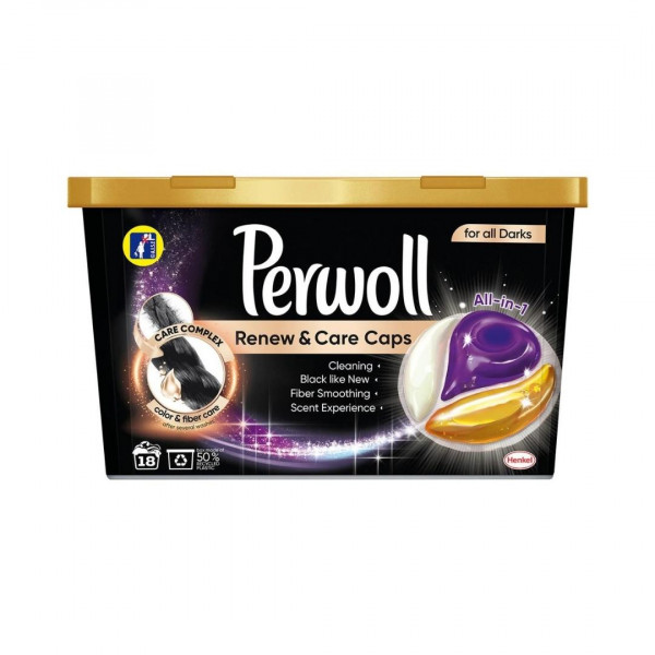 Detergent capsule rufe negre Perwoll Renew Care, set 18 capsule