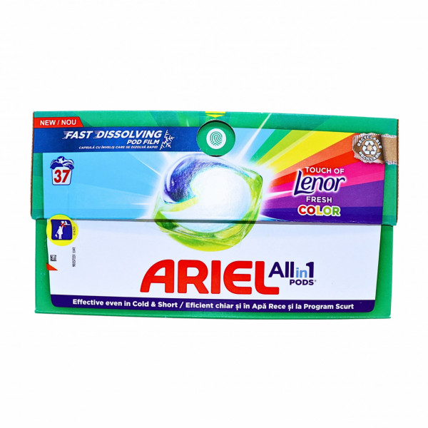 Detergent cu balsam Ariel Lenor gel rufe colorate 37 capsule