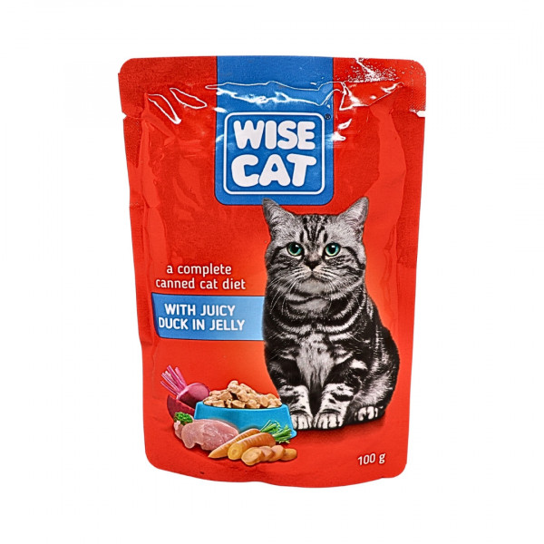 Mancare pisici cu rata in jeleu la plic Wise 100 g