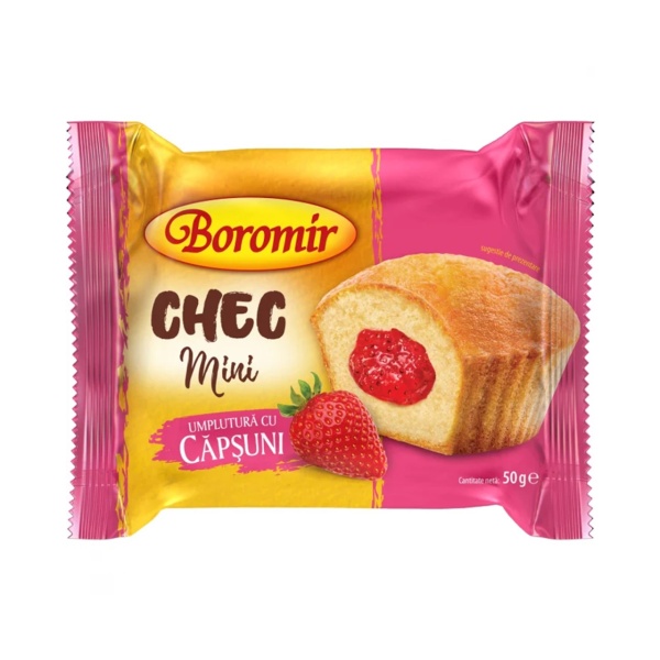 Mini chec cu umplutura de capsuni Boromir 50 g, 13 buc