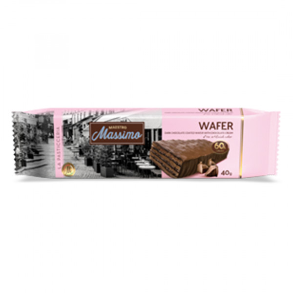 Napolitane cu ciocolata neagra glazurata Maestro Massimo 35g, 24 buc