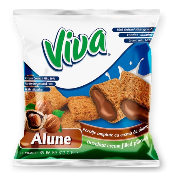 Pernite umplute cu crema de alune Viva, 100 g, 24 buc