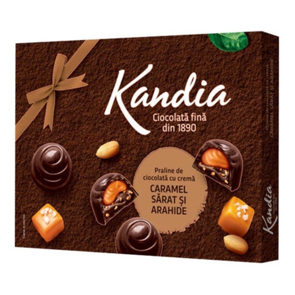 Praline de Ciocolata cu Caramel Sarat si Arahide Kandia, 104 g