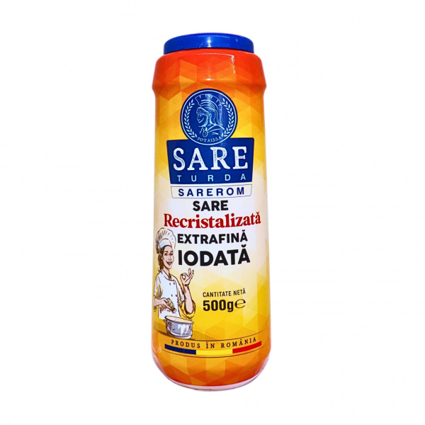 Sare recristalizata extrafina iodata Turda flacon 500 g