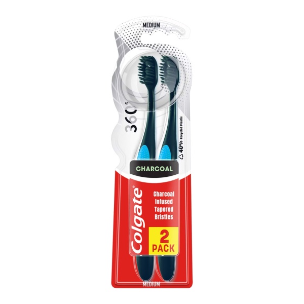 Set periute de dinti Colgate Charcoal 360, 2 buc