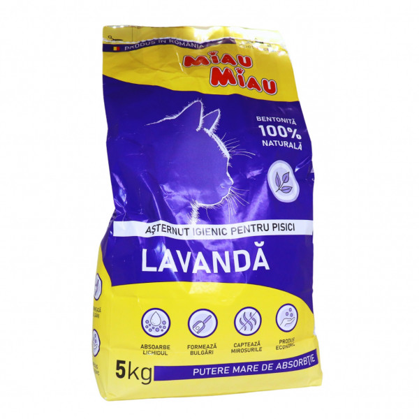 Asternut igienic lavanda pentru pisici Miau Miau 5 kg