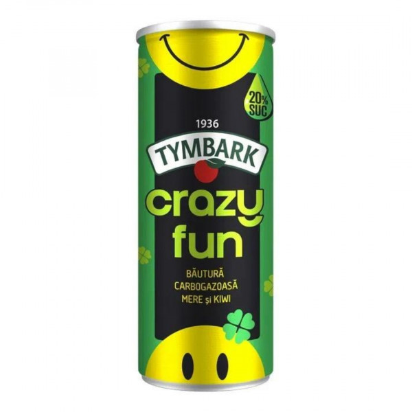 Bautura racoritoare mere kiwi Tymbark Crazy Fun 330 ml, 12 buc