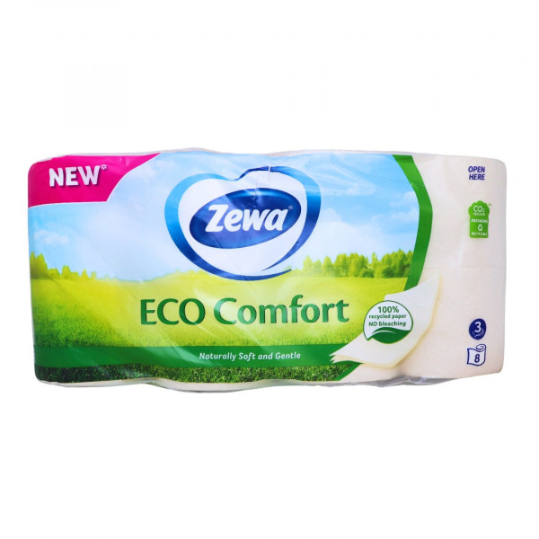 Hartie igienica Zewa Eco Confort 3 straturi, 8 role