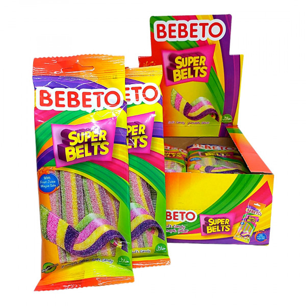 Jeleu Bebeto Super Belts 75 g, 12 buc