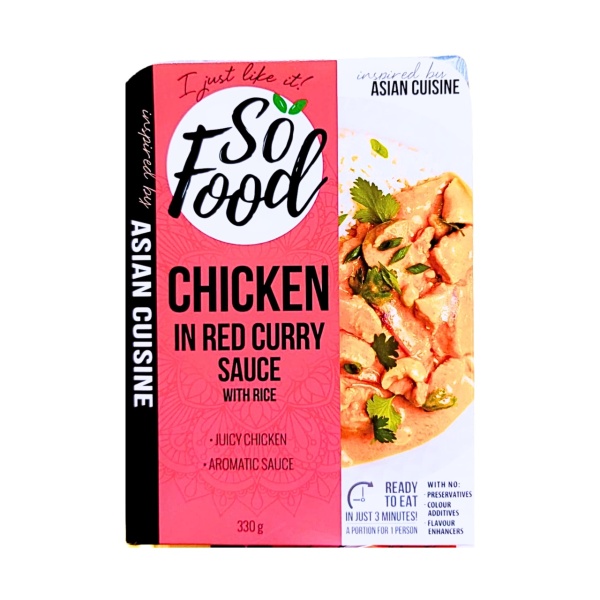 Mancare de pui cu orez in sos rosu curry So Food 330 g