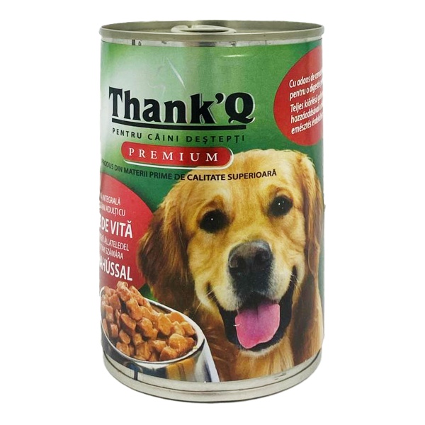 Mancare pentru caini adulti cu vita Thankq 415 g