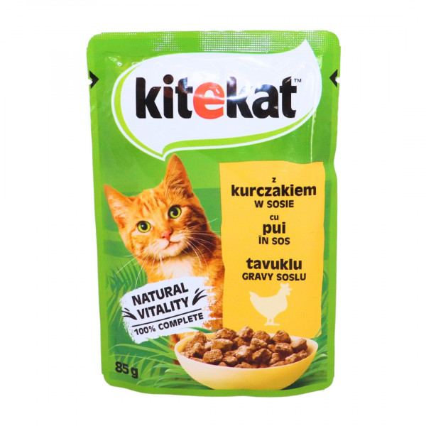 Mancare pisici Kitekat cu pui in sos 85 g