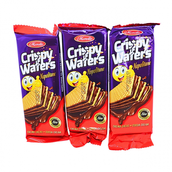 Napolitane cu cacao Crispy Morello 35 g, 36 buc
