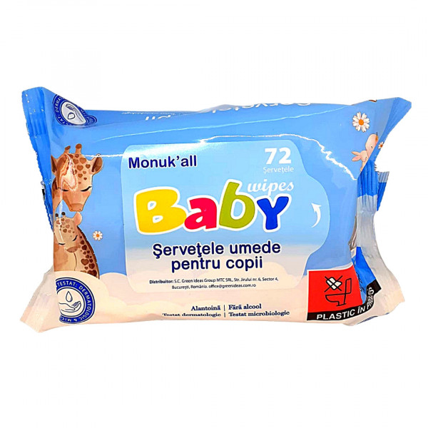Servetele copii fara capac Monukall 72 buc