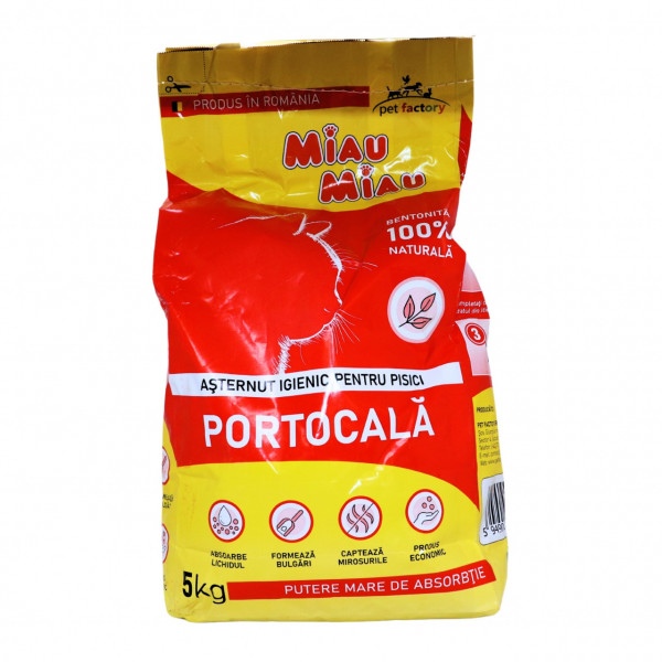 Asternut igienic portocala pentru pisici Miau Miau 5 kg