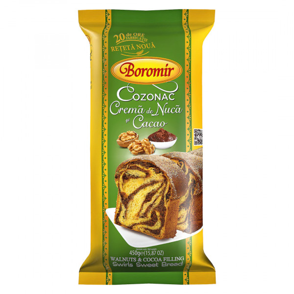 Cozonac cu crema de nuca si cacao Boromir 450g