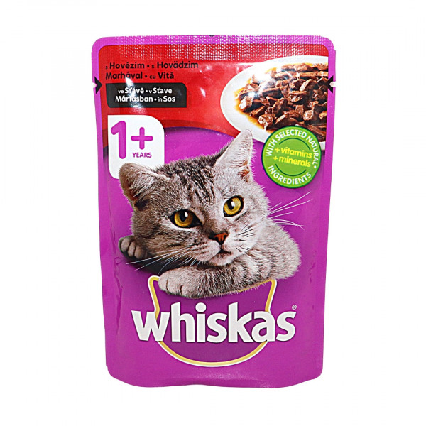 Mancare de pisici adulte cu vita Whiskas 100 g