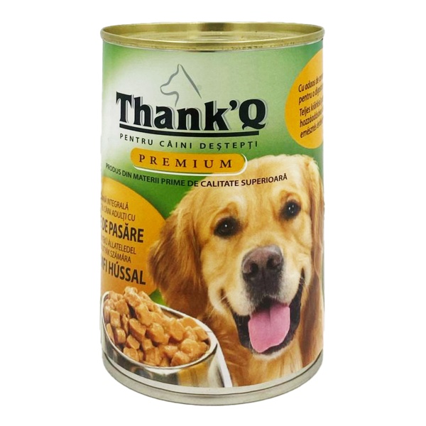 Mancare pentru caini adulti cu pasare Thankq 415 g