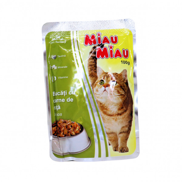 Mancare pisici cu rata in sos la plic Miau Miau 100 g