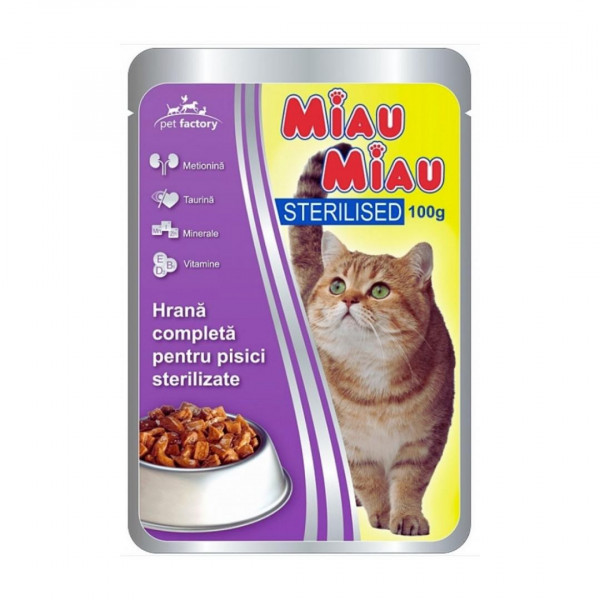 Mancare pisici la plic Miau Miau Sterilised 100 g