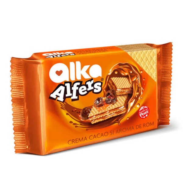 Napolitane cu crema cacao si aroma de rom Alka Alfers, 170g