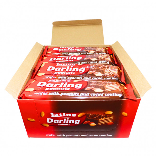 Napolitane glazura de cacao si alune Latino Darling 43 g, 24 buc