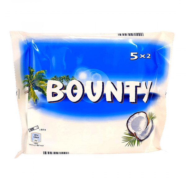 Batoane cu ciocolata si cocos Bounty 57 g, 5 buc