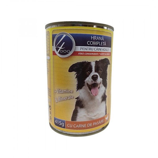 Conserva pentru caini cu carne de pui 4Dog 415 g