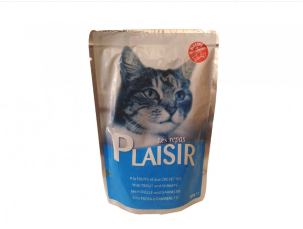 Mancare cu pastrav pentru pisici adulte Plaisir 100 g