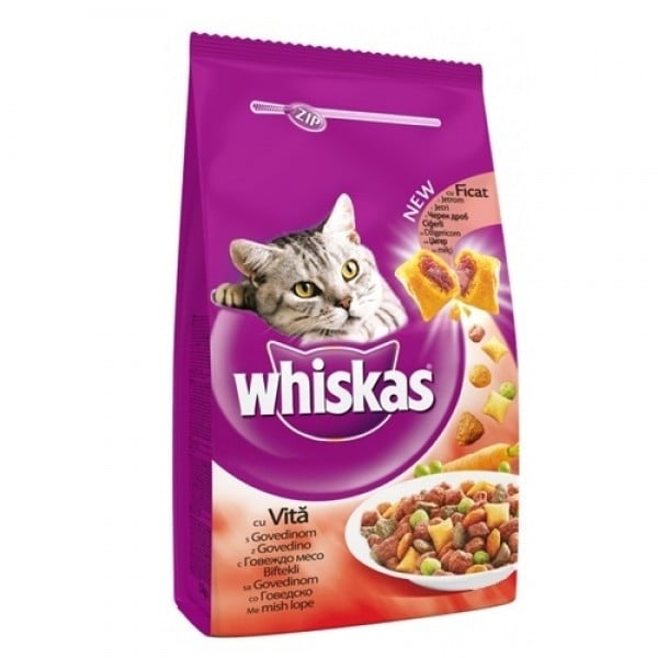 Mancare cu vita pentru pisici Whiskas 14 kg