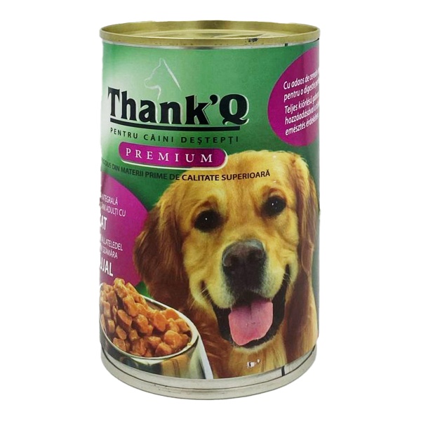 Mancare pentru caini adulti cu ficat Thankq 415 g